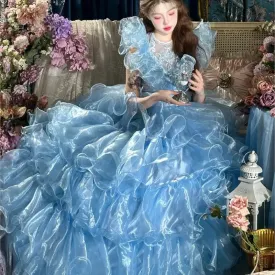 TAVIMART  -  Blue light new niche retro gauze skirt travel studio dress
