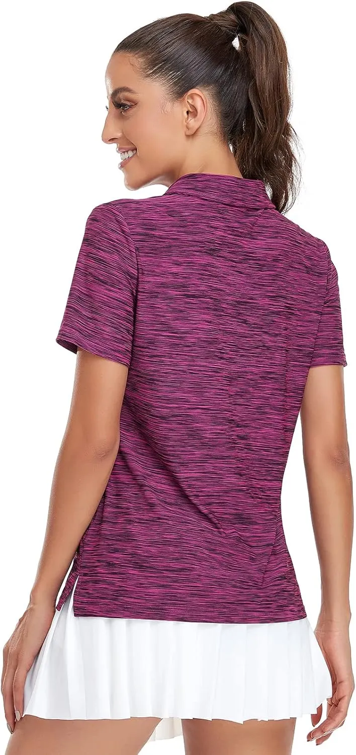 Viracy Womens Golf Shirt UPF50  Sun Protection Short Sleeve 1/4 Zip Up Polo Workout Tops Fast Dry Fit Moisture Wicking