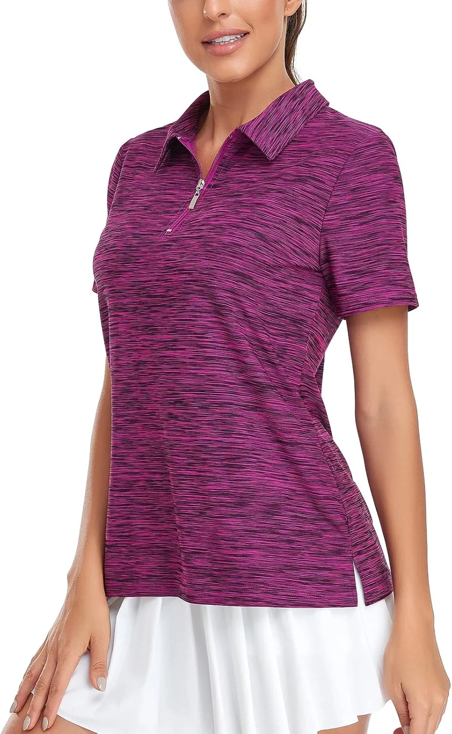 Viracy Womens Golf Shirt UPF50  Sun Protection Short Sleeve 1/4 Zip Up Polo Workout Tops Fast Dry Fit Moisture Wicking