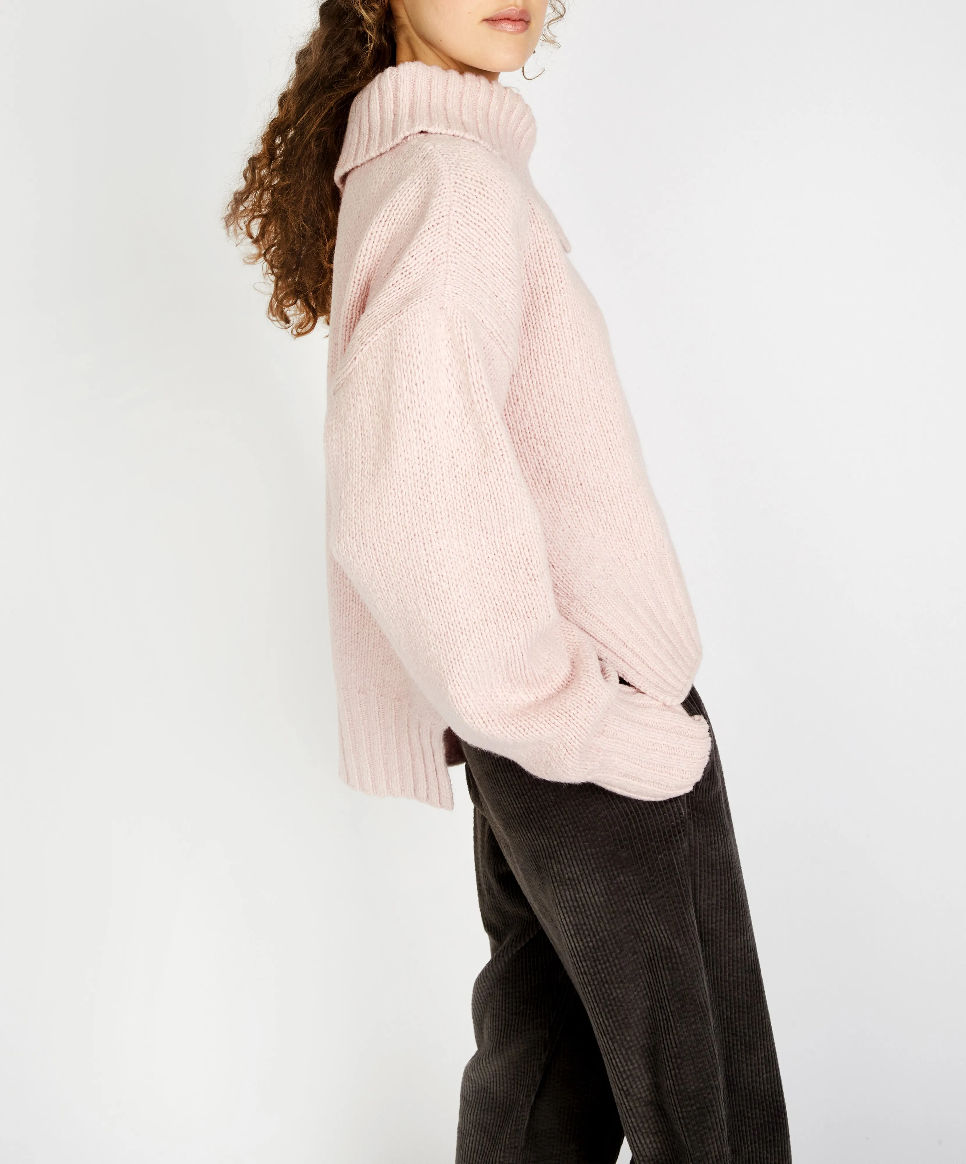 Wilde Slouchy Funnel Neck Sweater Pink Mist