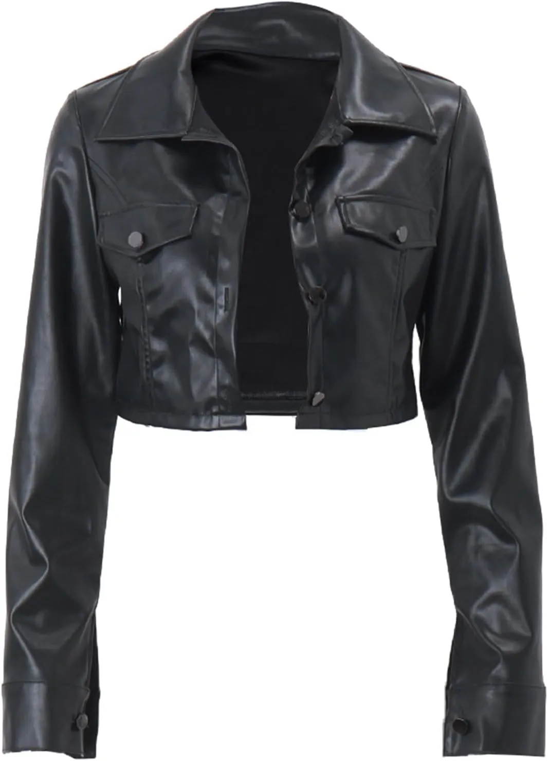 Women Cropped Leather Jackets, Faux Leather Motorcycle Jacket Moto Biker Coat Y2k Short Lightweight Bomber Coats