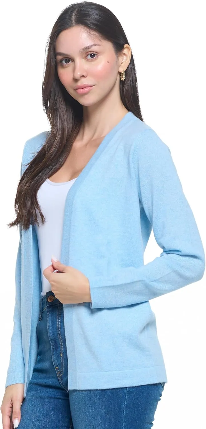 Women's 100% Cashmere Soft Long Sleeve Front Drape Open Cardigan
