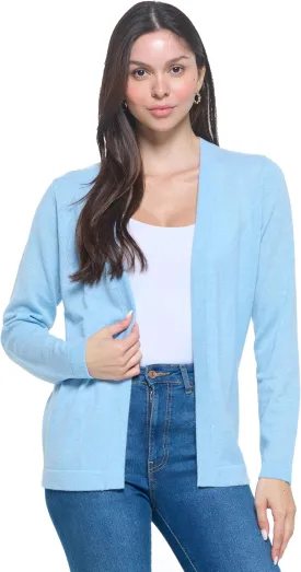 Women's 100% Cashmere Soft Long Sleeve Front Drape Open Cardigan