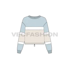Women's Color Blocked Pullover Crop Top