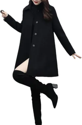 Women's Spring and Autumn Trench Coat Mid-Length Trench Coat Plaid All-Match Slim Loose Coat