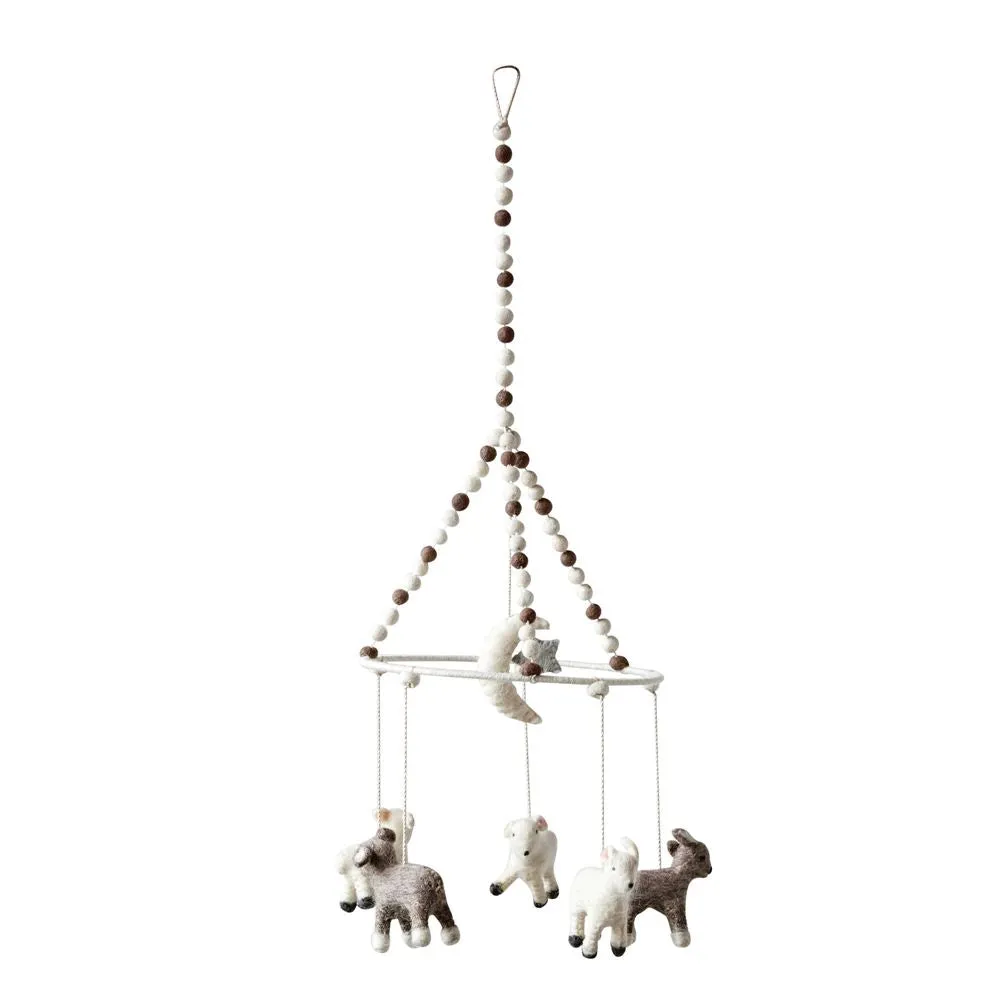 Wool Felt Baby Lamb Animal Mobile
