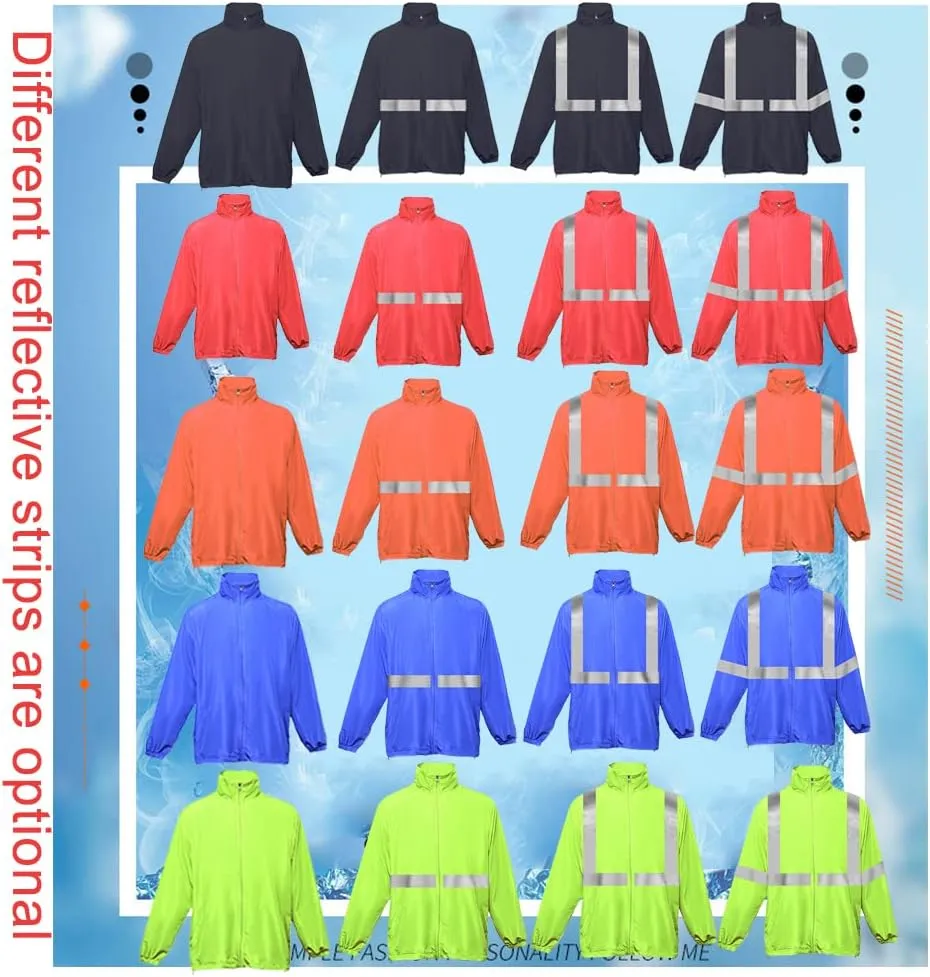 YOWESHOP Hi Vis Reflective Lightweight Thin Windbreaker Jacket Sun Protection Safety Jacket for Construction Worker