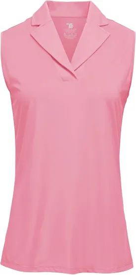 YSENTO Women's Sleeveless Golf Shirts Summer Fashion Cute Polo Tops UPF 50 Dry Fit Lapel Collar V Neck Clothes